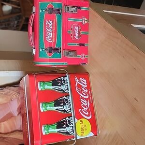 Set of 2 vintage Coca Cola tins